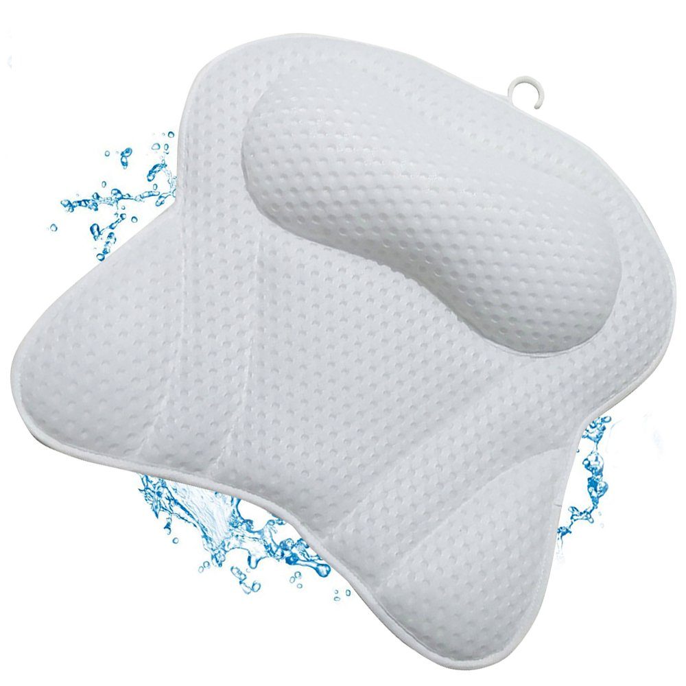 Penelife Badewannenkissen mit 6 Saugnäpfen - Ergonomisches Badekissen, 1-tlg., Nackenkissen für eine optimale Entspannung, 4D Luftmaschen Technologie - Haken zum aufhängen inklusive