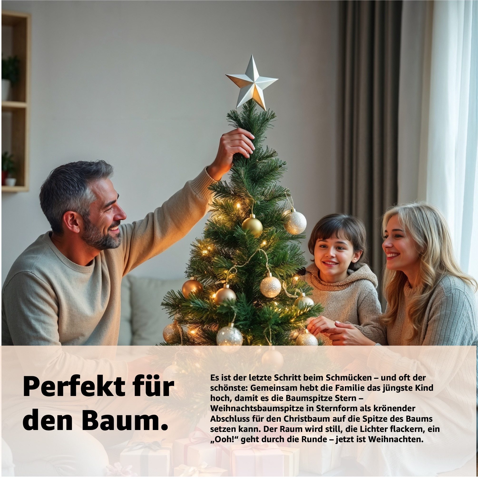 happymas Christbaumspitze Tannenbaumspitze - Christbaumspitze und Tannenbaum Aufstecker Stern
