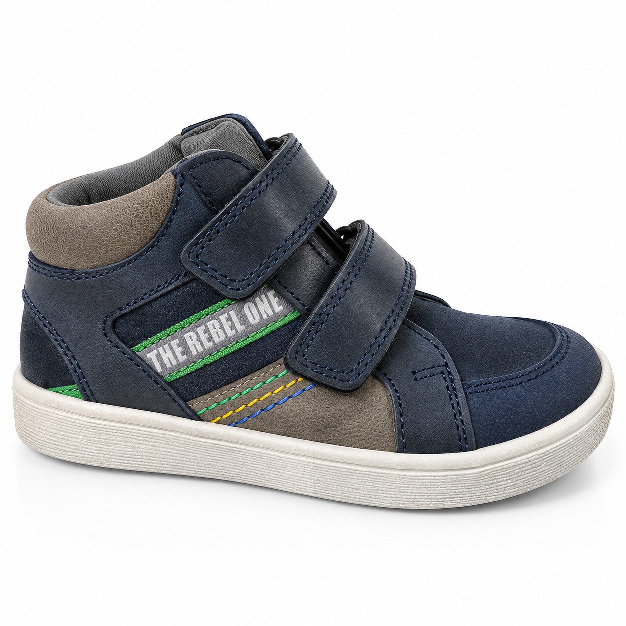 Braqeez Lederschuh Klettverschluß blau Mid Sneaker aus echtem Leder