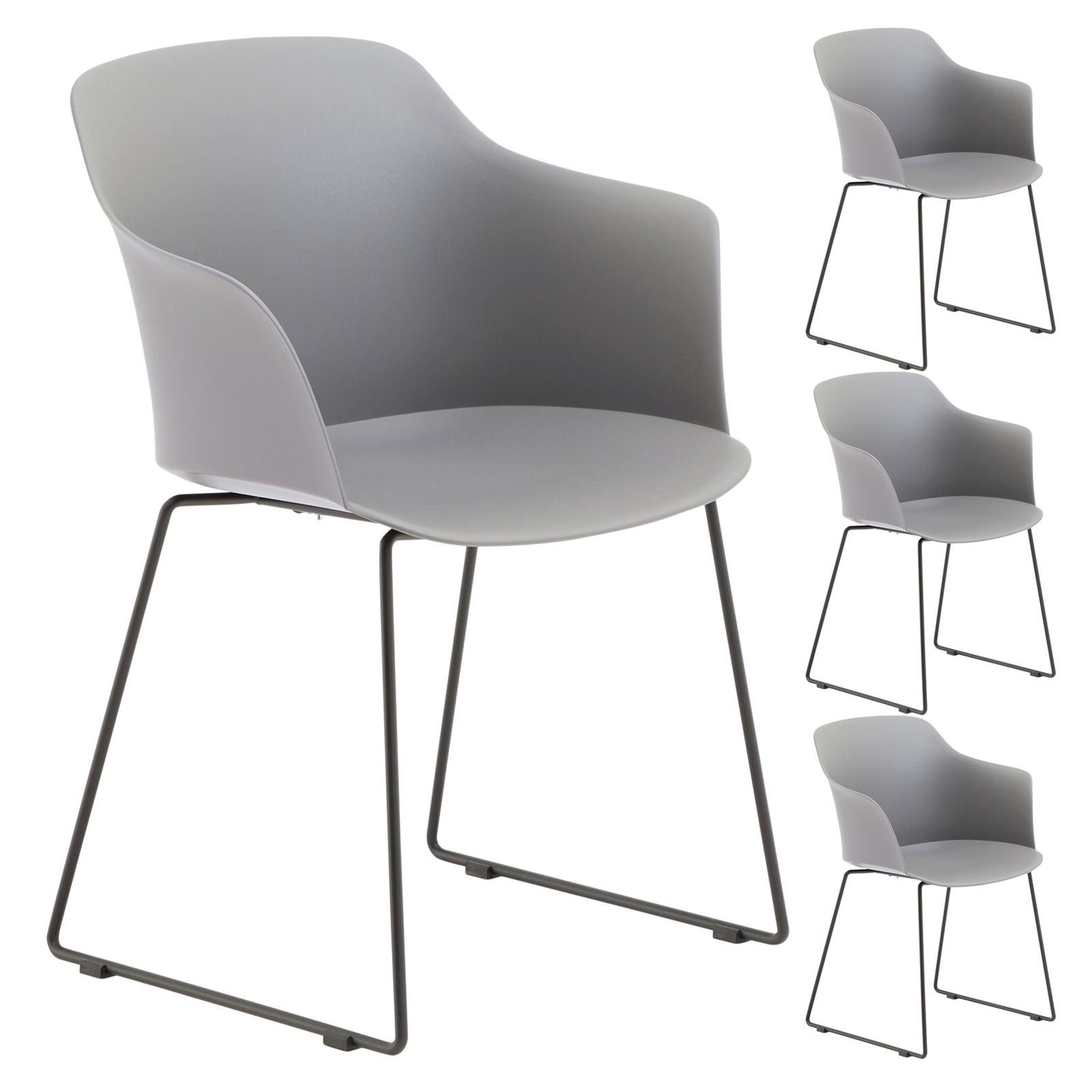 IDIMEX Esszimmerstuhl FORO (4 St), Gartenstuhl aus Kunststoff und Alu schlanker aus Polypropylen Esszimme grau | Stühle
