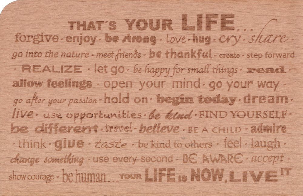 Postkarte Holzpostkarte "That's Your Life..."