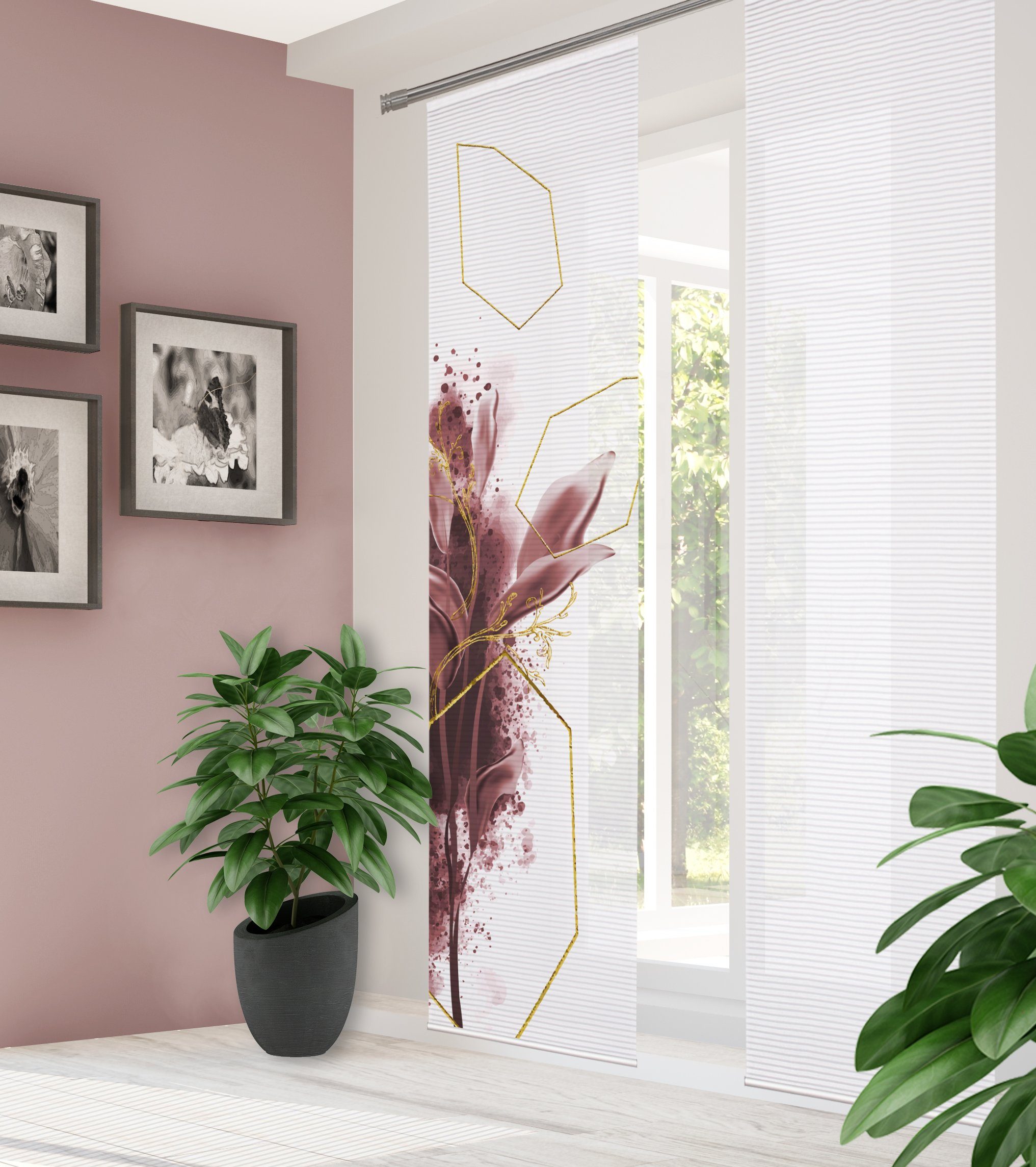 HOME WOHNIDEEN Schiebegardine 84056 SIGNA Schiebegardine, rec. Polyester, 245x60 cm, halbtransparent (1 St), Paneelwagen, transparent, Polyester (recycelt) Polyester