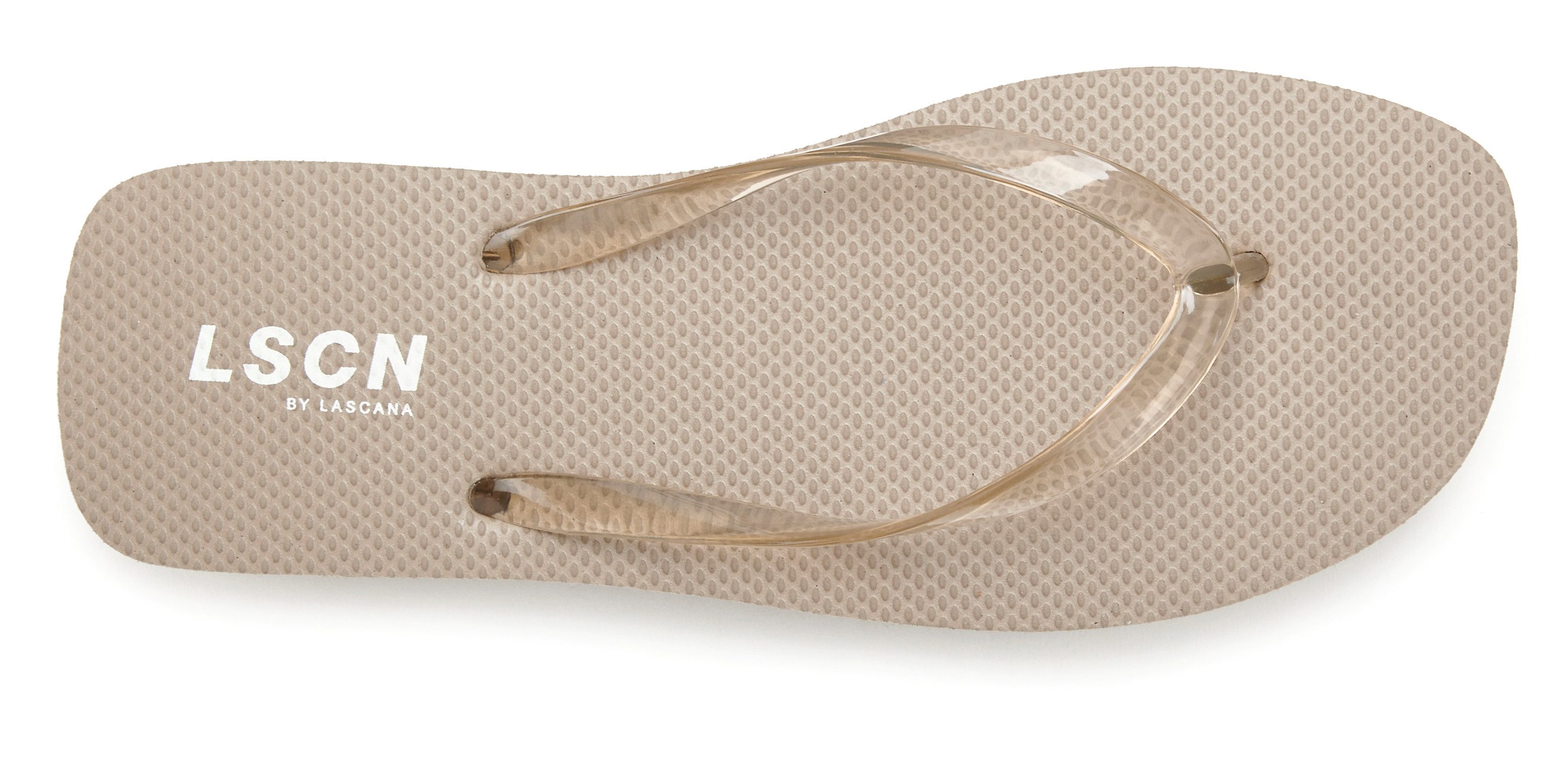 LSCN by LASCANA Flip-Flops, Badelatsche, Badeschuhe, Sandale, Pantolette, Badeschlappe Badezehentrenner NEU Zehentrenner, Sommerschuhe in modischer Karree-Form VEGAN