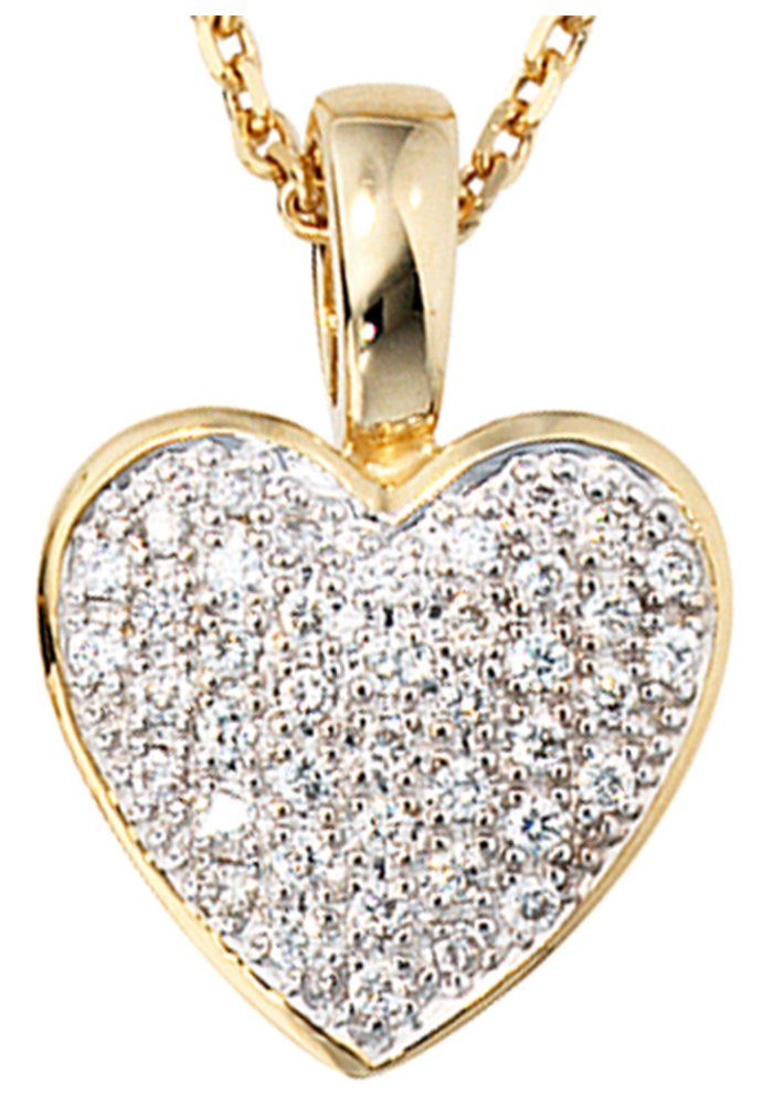 Herz, Diamanten Anhänger 42 Gold 585 mit JOBO Herzanhänger