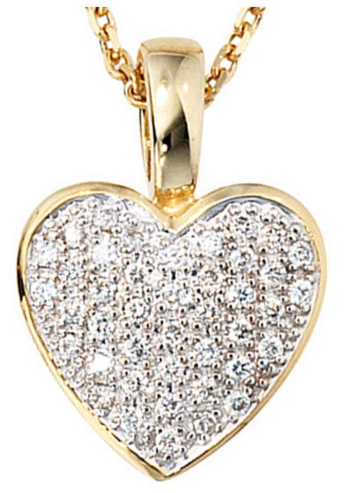 Herzanhänger mit Herz, JOBO Gold 585 Anhänger 42 Diamanten
