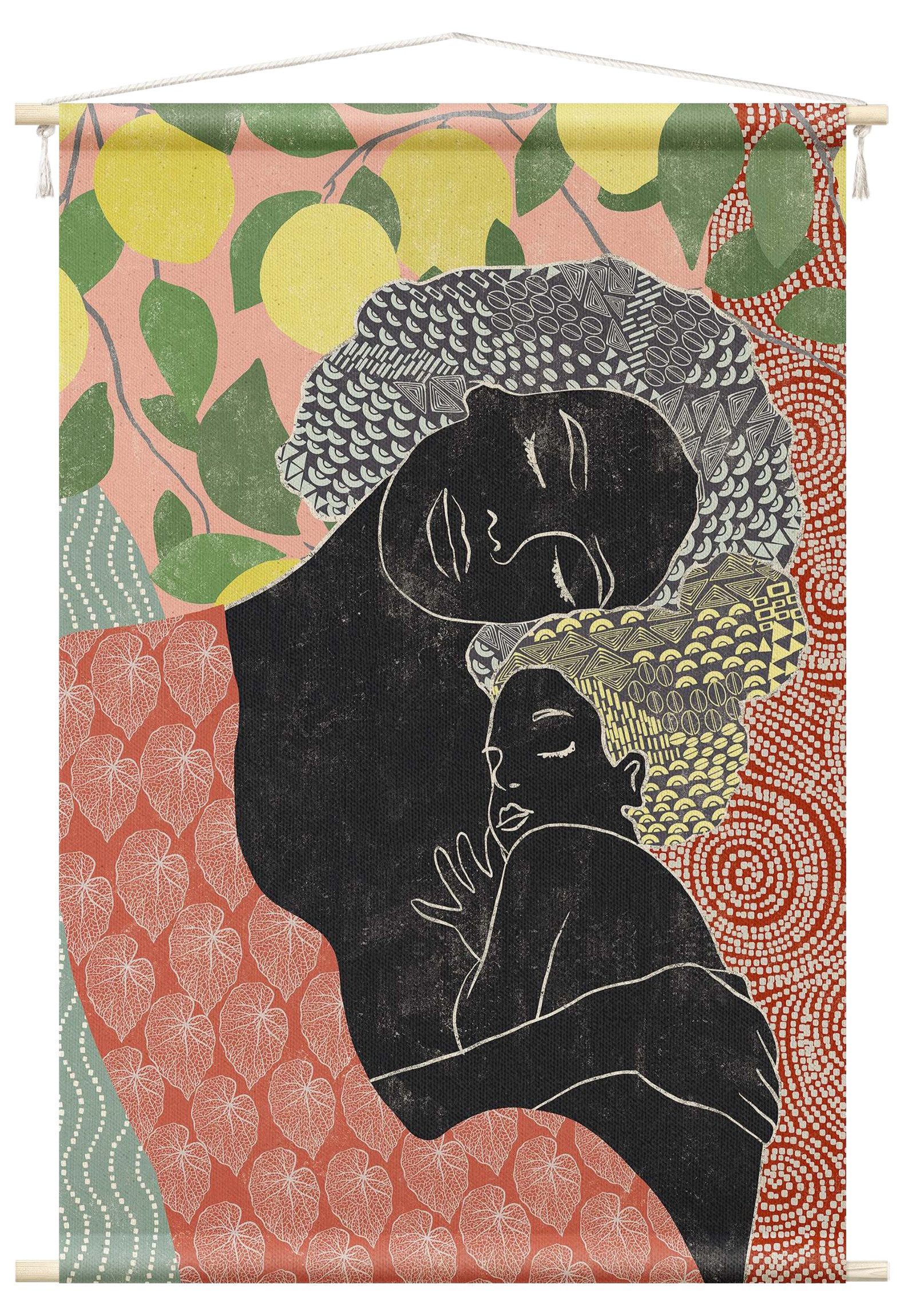 Wandteppich modern Menschen braun