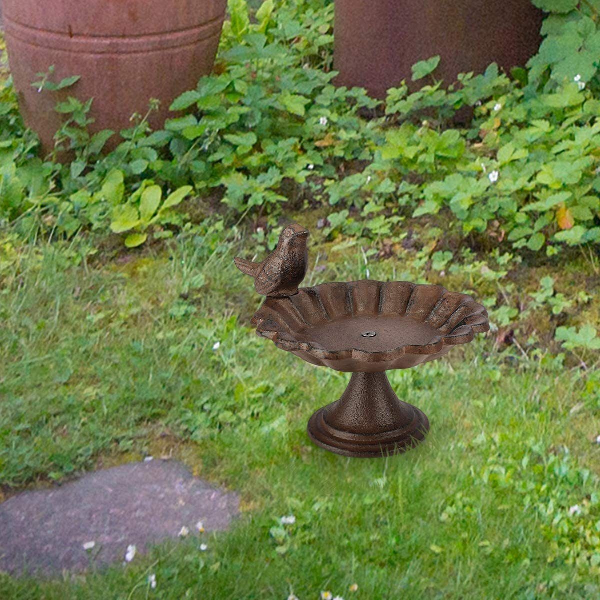 MucHome Vogeltränke Aus Stein - Futterstation Und Wassertränke Für Garten Und Balkon