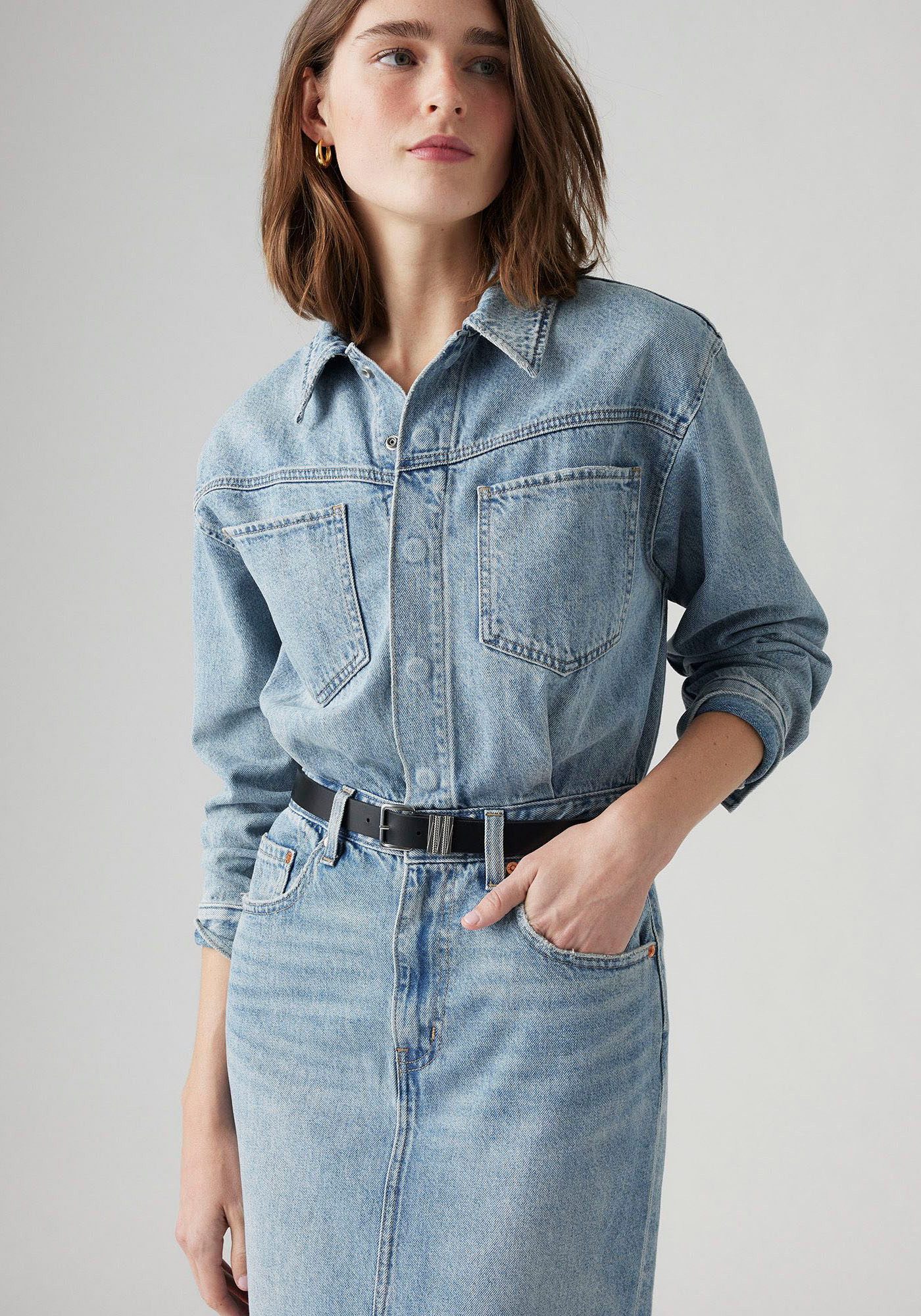Levi's® Jeanskleid WESTERN DENIM MID Denim-Midi-Hemdkleid
