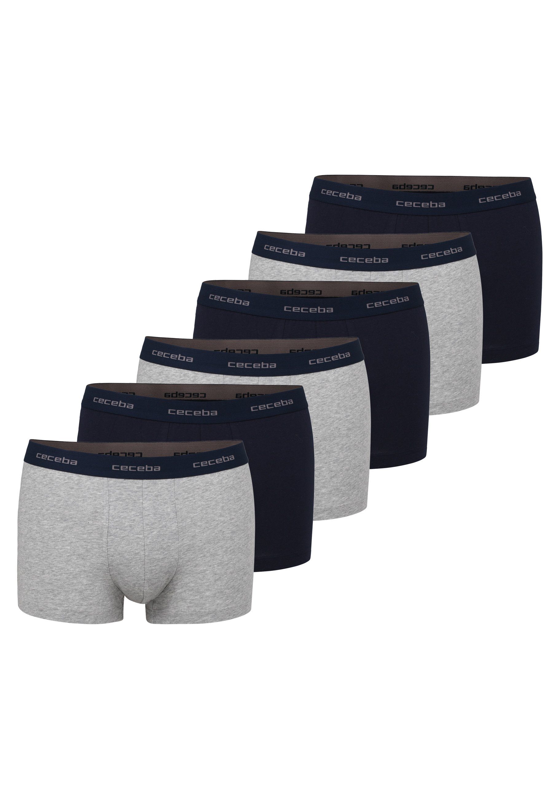 CECEBA Boxershorts CECEBA Herren Pants blau uni 6er Pack (6-St) blau-dunkel-uni