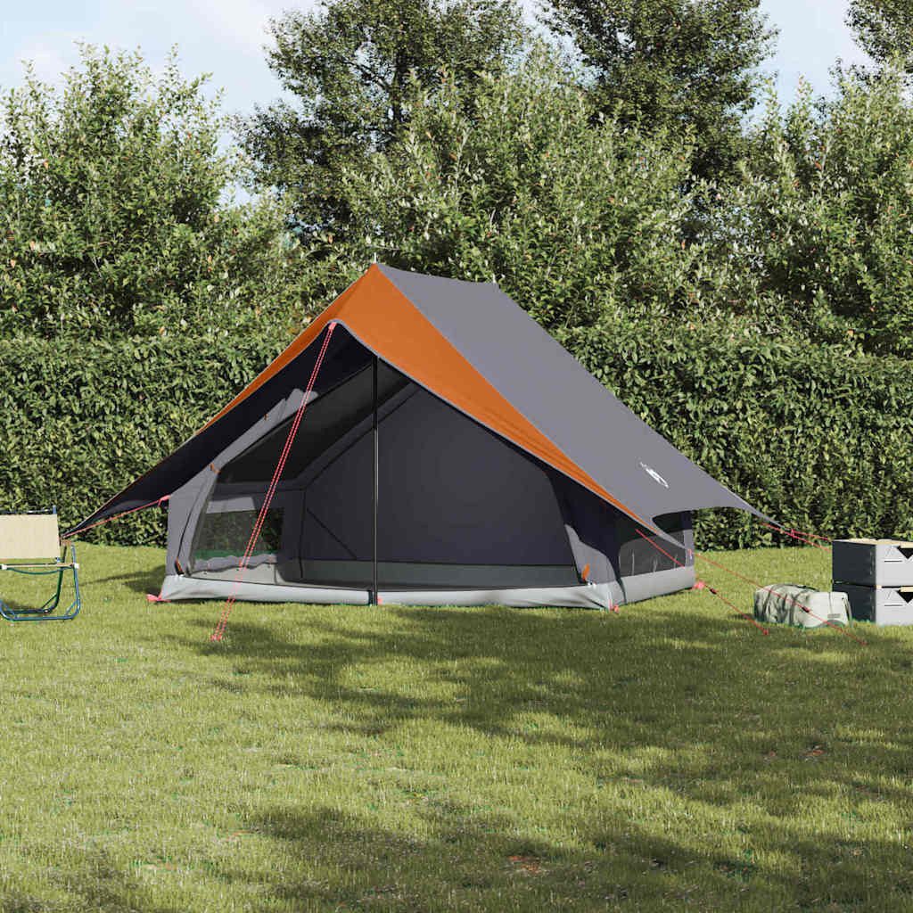 furnicato Faltzelt Familienzelt Grau und Orange 256 x 256 x 185 cm, (1 tlg)