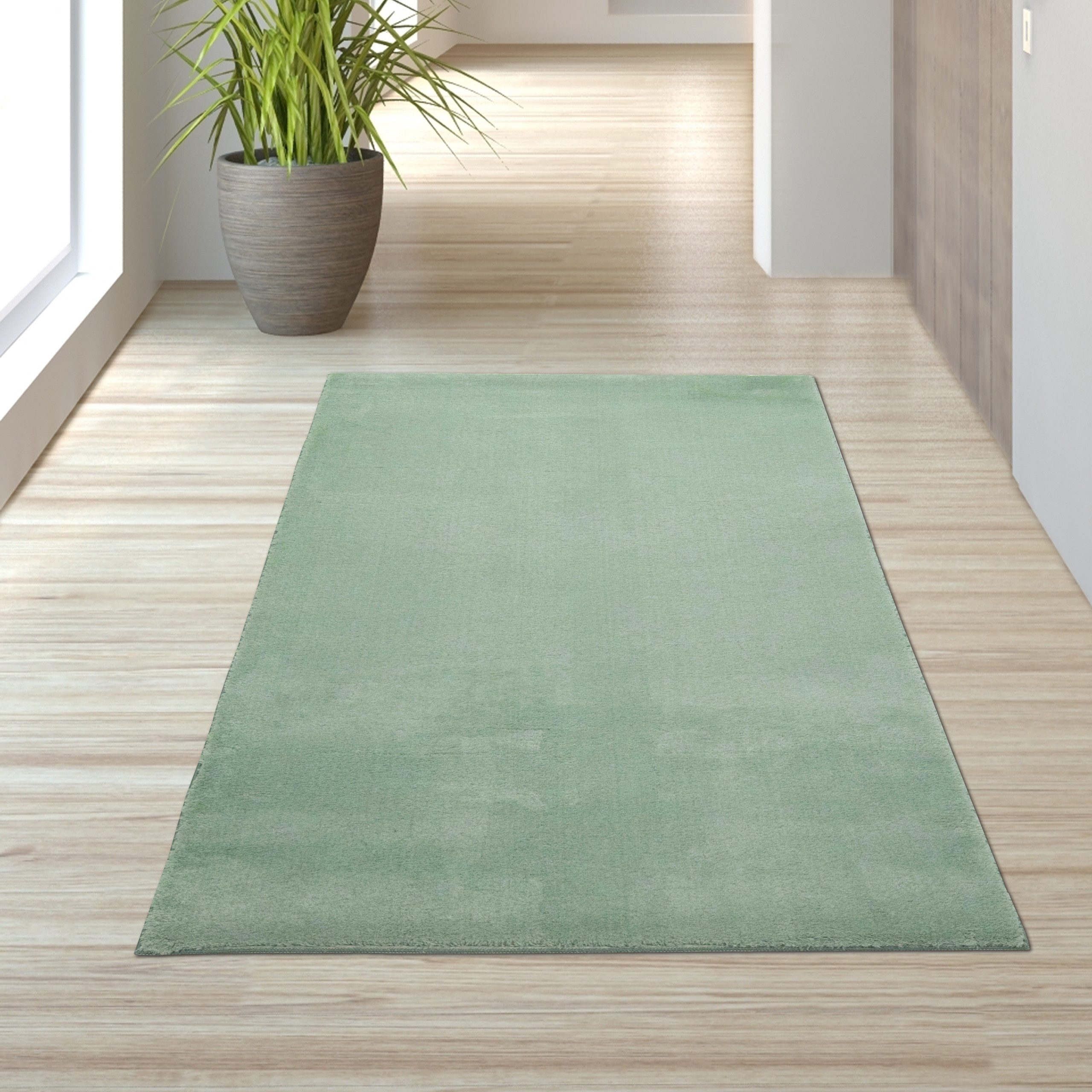 TeppichHome24 Teppich Shaggy Teppich mit Hoch- & Langflor, waschbar, in grü günstig online kaufen