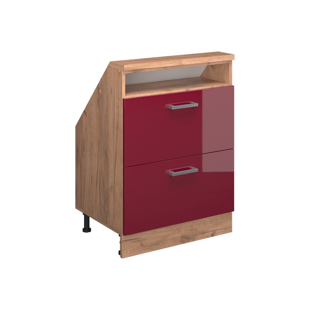 Vicco Unterschrank R-Line, Rot Hochglanz/Goldkraft Eiche, günstig online kaufen