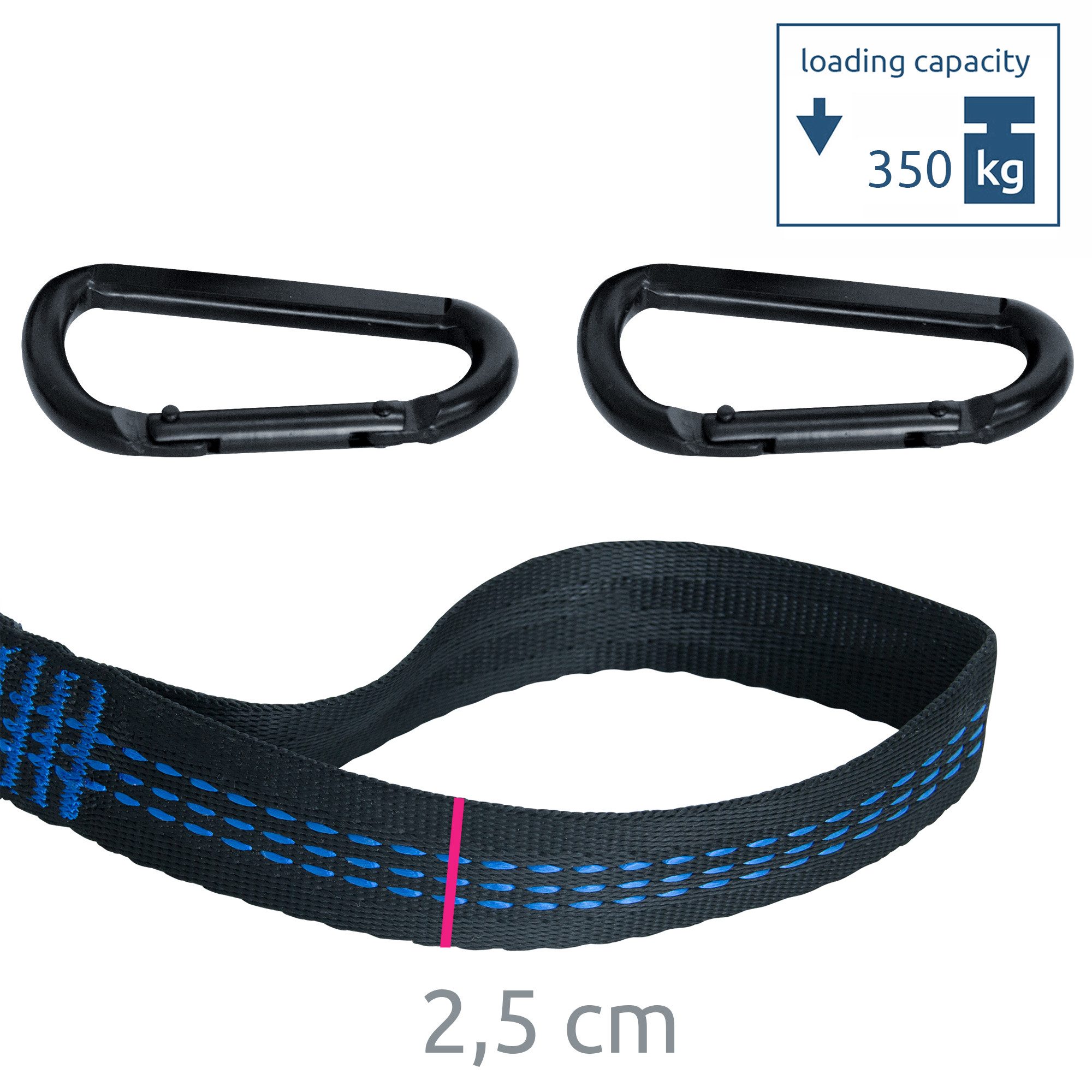 yourGEAR Hängematte Befestigungs-Set Hängematte 350kg Aufhängeset 2x280cm Gurt 2 Karabiner – Bild 3 von 5