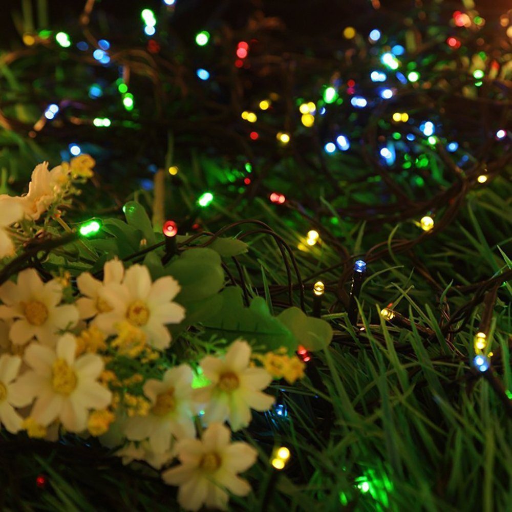 Sunicol LED-Lichterkette 10M-20M Solar Lichterkette, Party, Innen, Modi Weiß/Mehrfarbig für 8 Beleuchtung, Warmweiß/ Wasserdichte, Hochzeit, Außen, Weihnachten