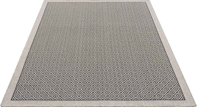 Teppich Aliza, andas, rechteckig, Höhe: 8 mm, mit Bordüre,Rauten-Design, wetterfest & UV-beständig, Outdoor geeignet