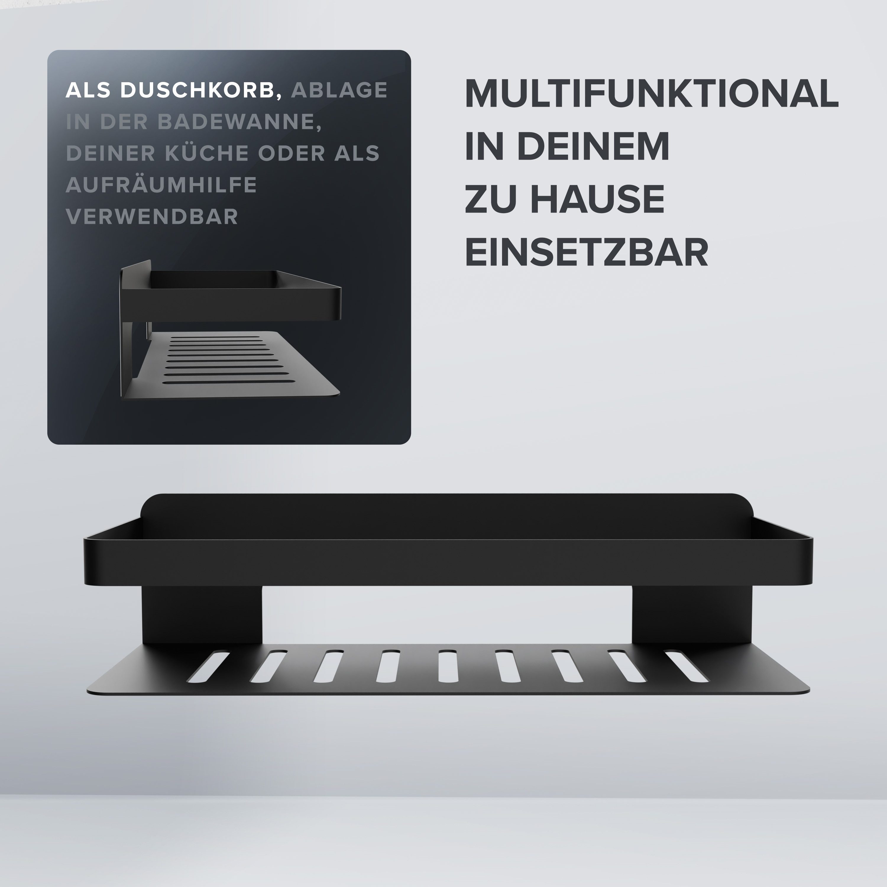 ovimar Duschkorb Hinnoya (1 St), aus Edelstahl in Schwarz zur Zum Kleben günstig online kaufen