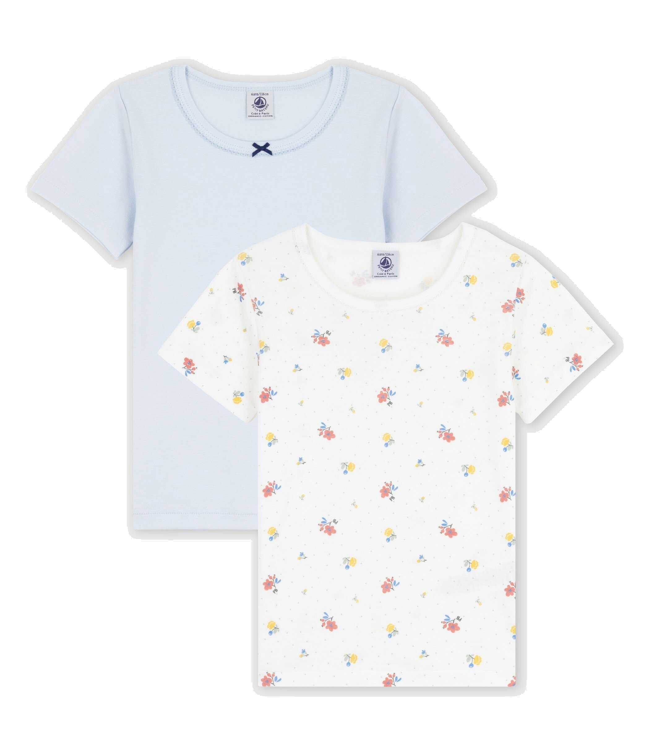 Petit Bateau T-Shirt Kinder T-Shirt 2er Set, für Mädchen