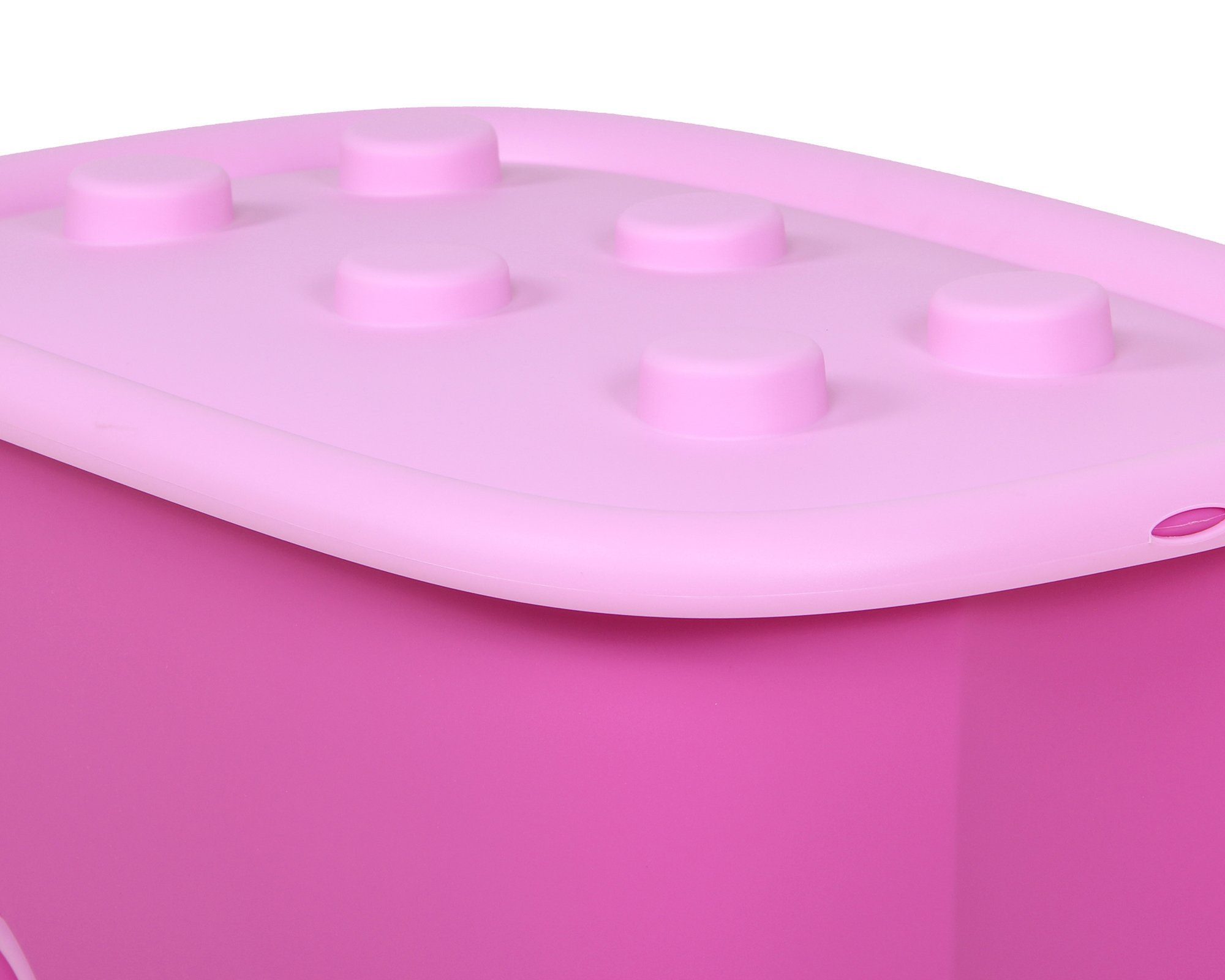 ONDIS24 Aufbewahrungsbox Spielzeugaufbewahrungsbox Spielzeugkiste Kinder Spielzeugbox Funny, mit großen Rädern und aufliegendem Deckel, 46 liter