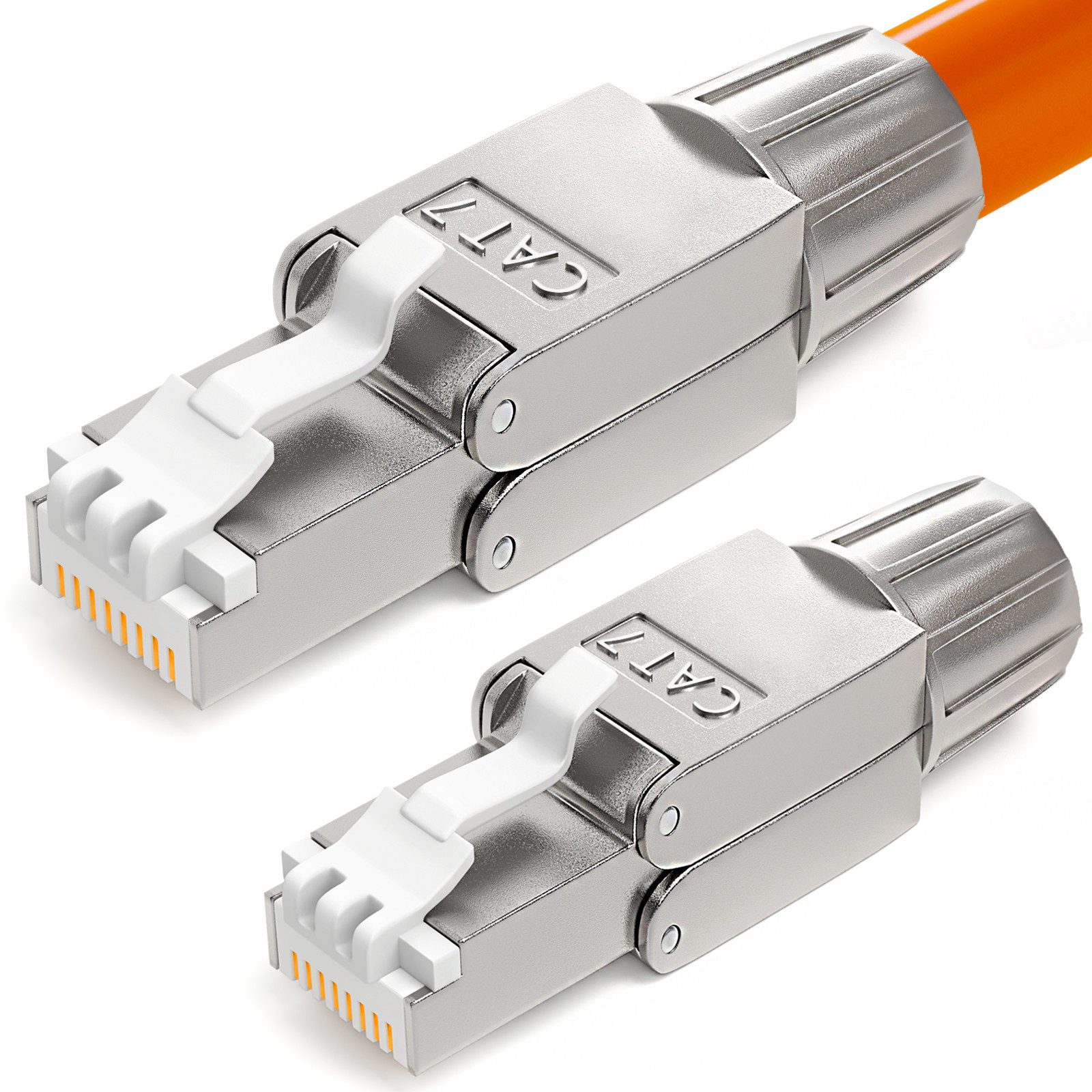 HB-DIGITAL Netzwerkstecker Netzwerkstecker CAT7 schmal RJ45 LSA STP Zinklegierung, (2-St), Kontaktoberfläche: Schirmversion 50u vergoldet