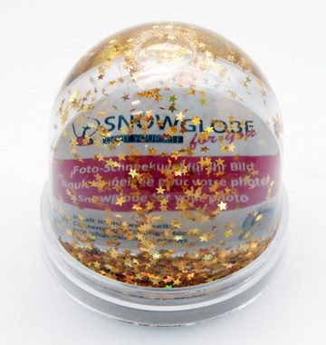 Snowglobe-for-you Schneekugel Foto Schneekugel Kunststoff Sockel transparent 9cm – gold Sterne