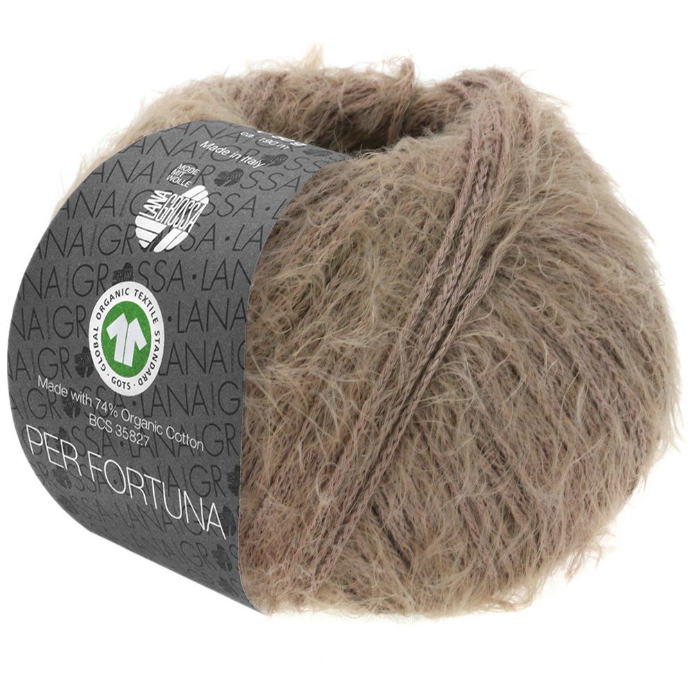 LANA GROSSA PER FORTUNA Flauschiges Kettengarn aus Baumwolle Häkelwolle, 190 m (Weiches Strickgarn für Pullover, Cardigans & Tops, Flauschige Struktur für moderne Strickmode mit Fashion-Charakter), 50 g