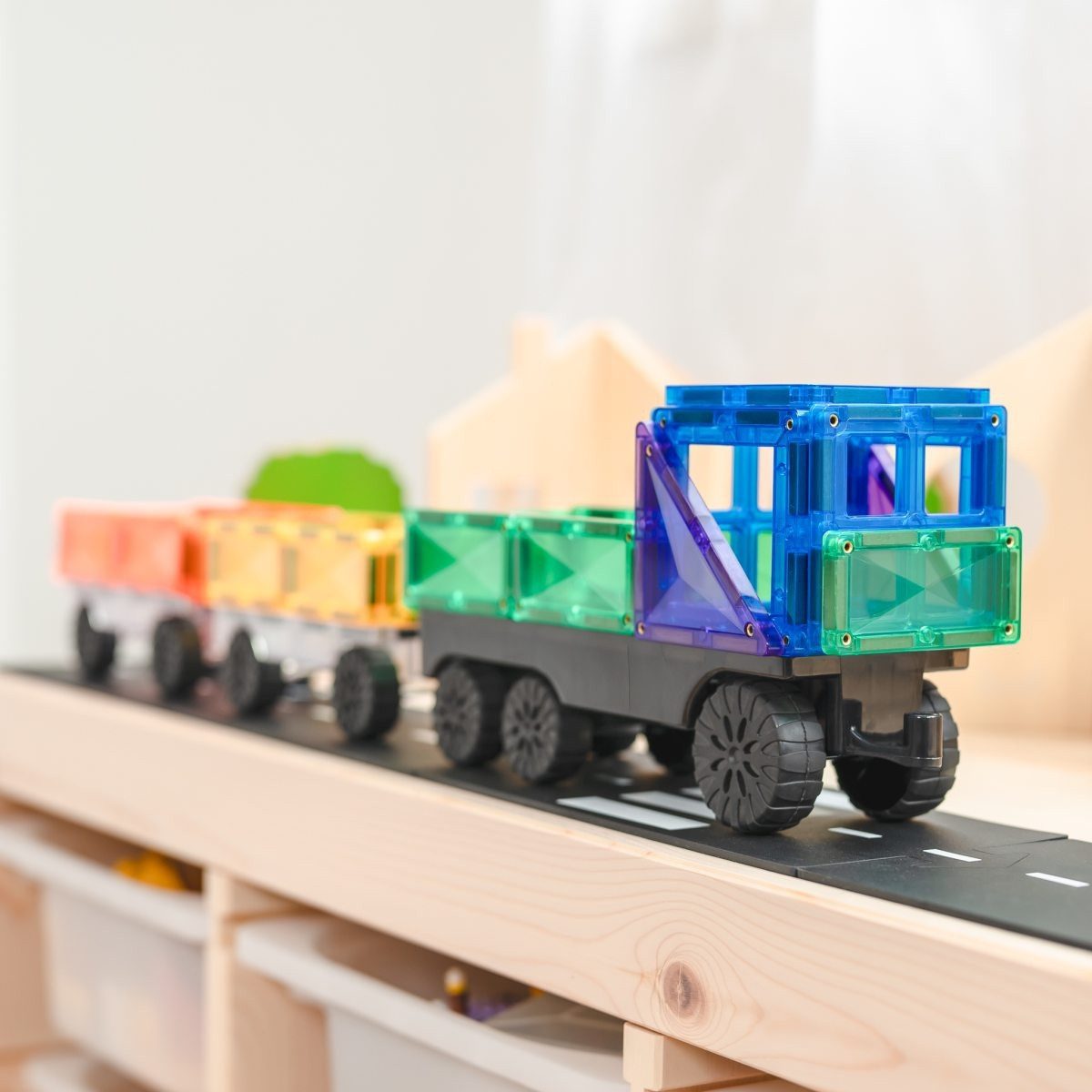 Connetix Rainbow Transport Pack verstärkte Magnete pädagogisches Lernspiel Magnetspielbausteine, (Open Play, 50 Teile), ab 3 Jahren