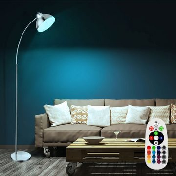 etc-shop LED Stehlampe, Leuchtmittel inklusive, Warmweiß, Farbwechsel, Bogen Leuchte Chrom Steh Lampe Fernbedienung Dimmer schwenkbar im Set