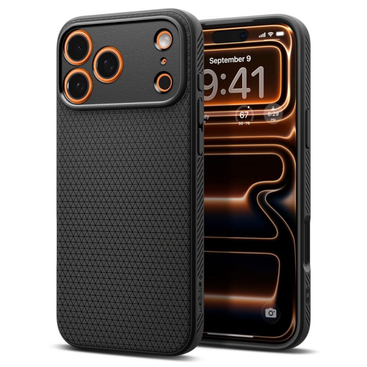 Spigen Handyhülle Liquid Air Case Mattschwarz Kompatibel mit iPhone 17 Pro 6,3, Liquid Air Case mit schlanker Bauform und rutschhemmender Oberfläche