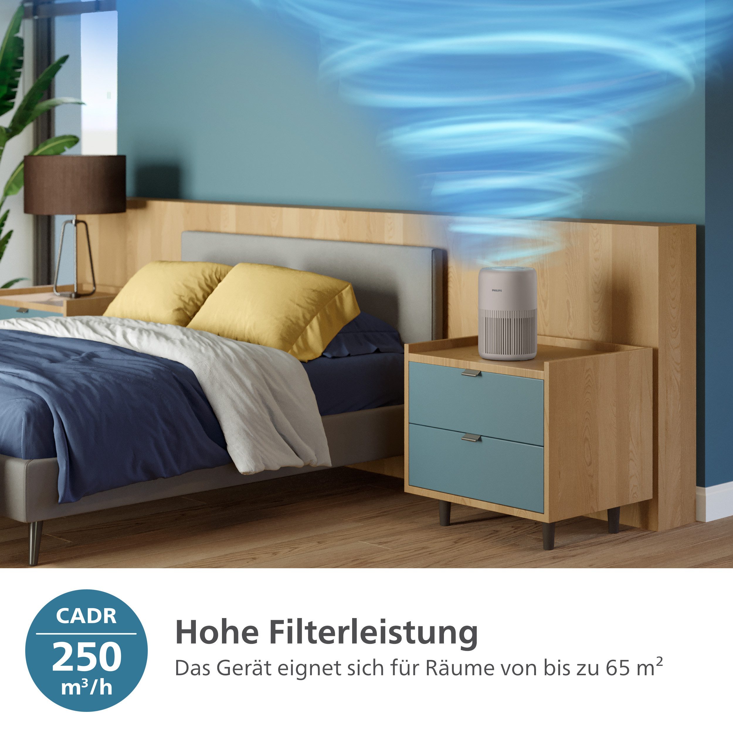 Philips Luftreiniger PureProtect Mini 900 Series, Luftreinigungsrate 250 m³/h, für 65 m² Räume, 2-Schichten-HEPA-Filtersystem, leise