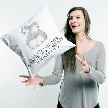 Mr. & Mrs. Panda Dekokissen Pinguine Kuscheln - Weiß - Geschenk, Jahrestag, Liebe, Sofakissen, fü, Herzerwärmendes Motiv
