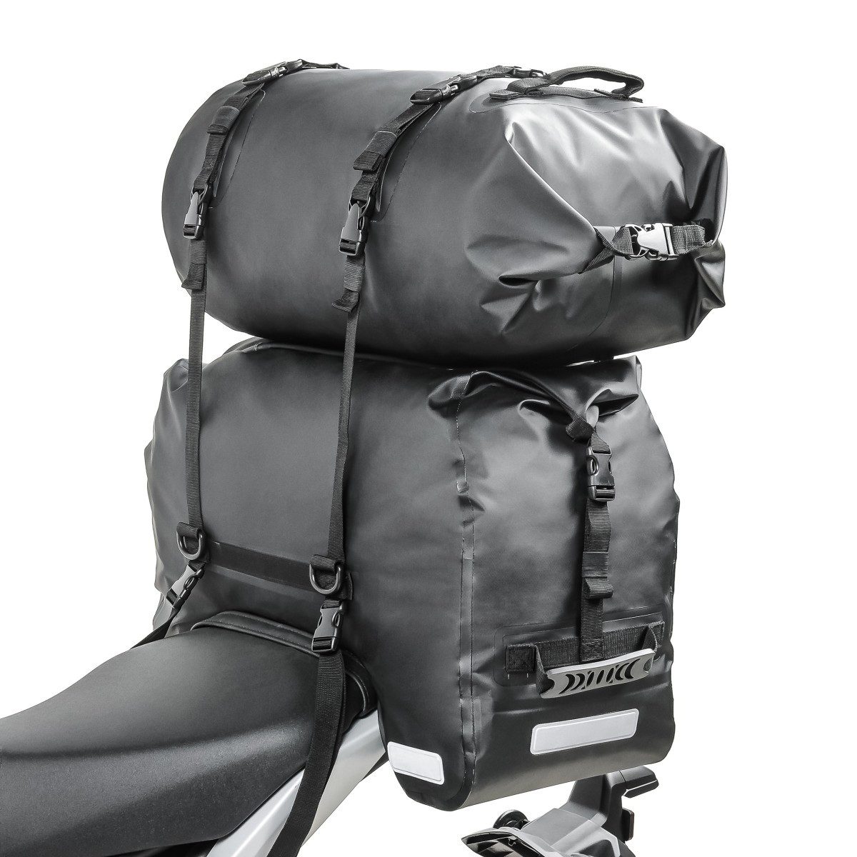 Bagtecs Reisetasche Set Motorrad Hecktasche SX45 + Gepäckrolle RB30 # Volumen 75 Liter