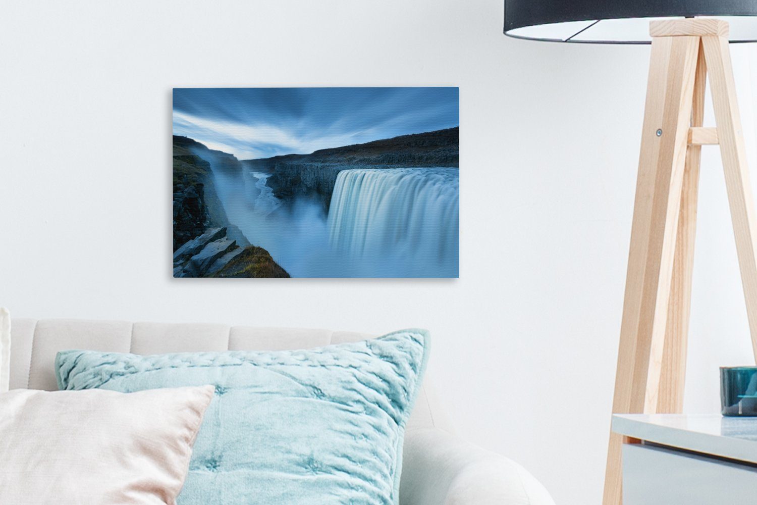 Leinwandbilder, Aufhängefertig, im (1 Wanddeko, Leinwandbild breiter 30x20 Island St), Ein OneMillionCanvasses® Wandbild Vatnajökull-Nationalpark unter, cm Wasserfall in