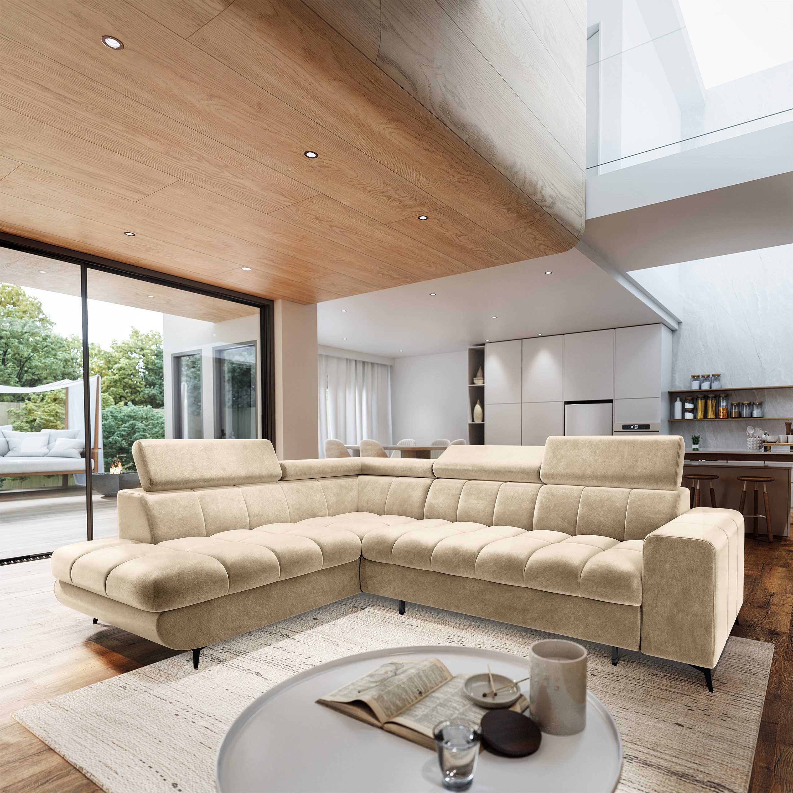 Masseno Ecksofa MORIVA mit Schlaffunktion L-Form, Sofa mit Bettkasten