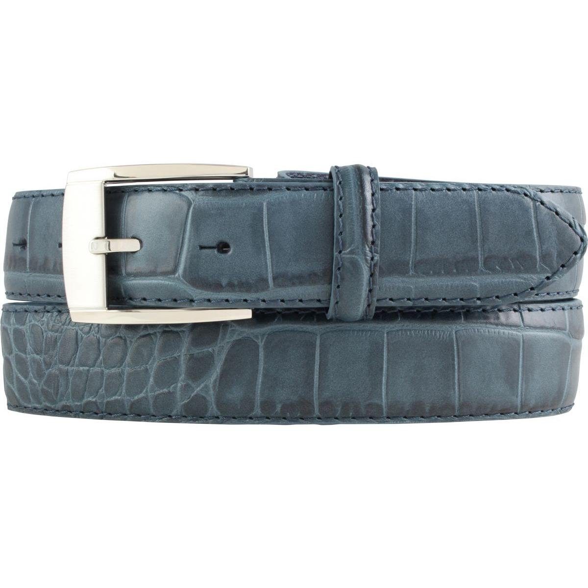 Ledergürtel Anzug-Gürtel mit Krokoprägung 3,5 cm - Leder-Gürtel für Herren 35mm Kr