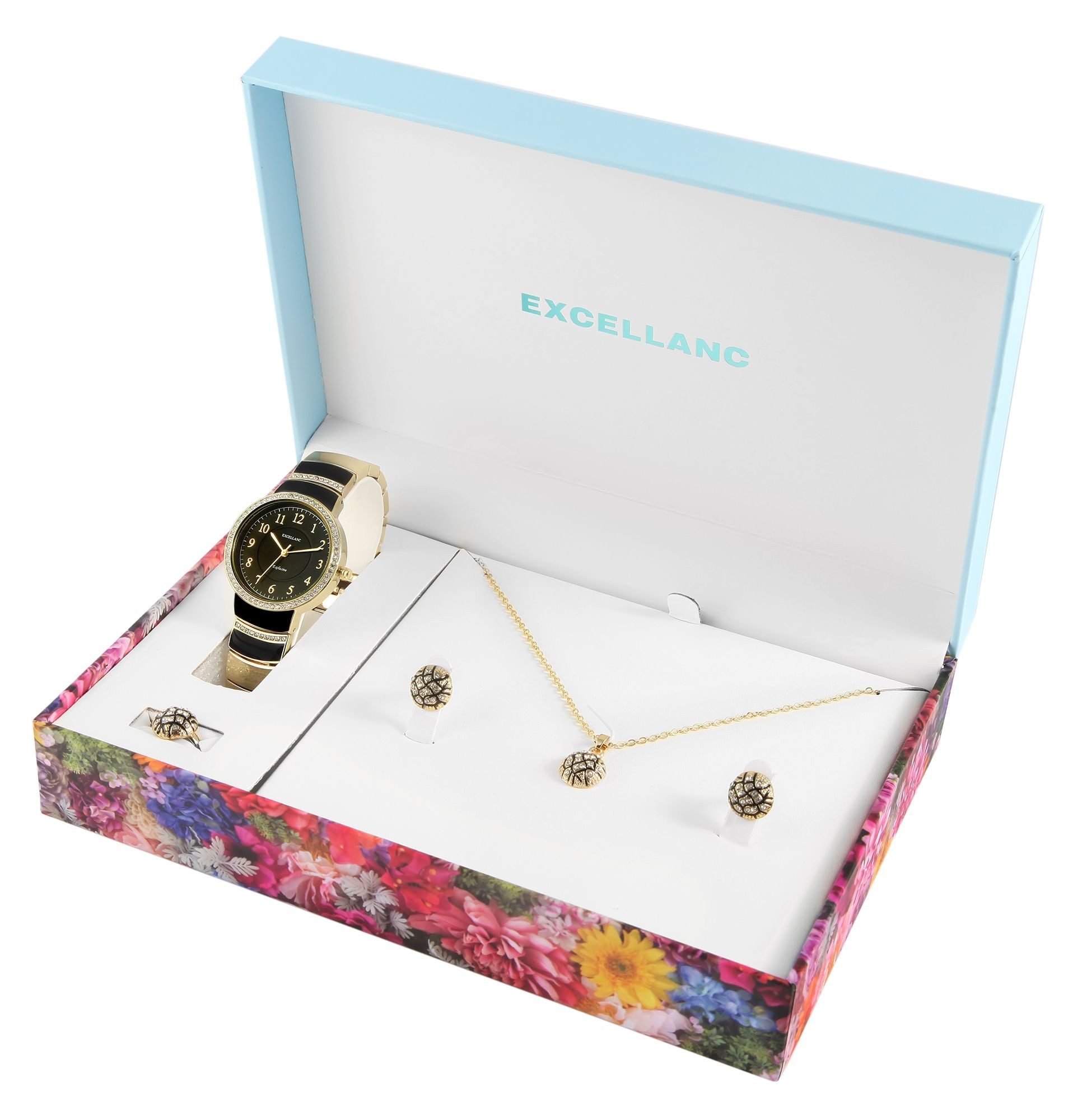 Schmuckset 1800222 Excellanc Geschenkset mit Damenuhr, Halskette, Ring und