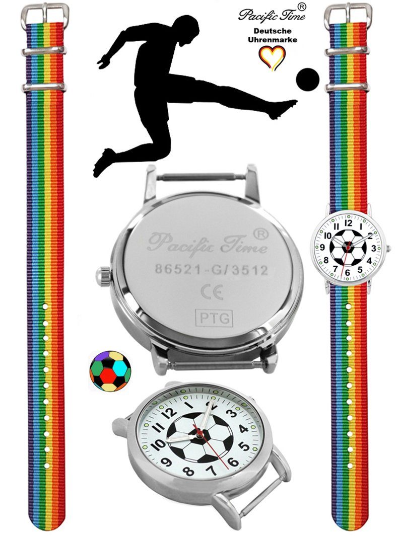 analog Sport, Mix Pacific Wechselarmband Mädchen Time Kinder and Fan - Fußball Versand Regenbogen Jungen Match Gratis Armbanduhr Quarzuhr