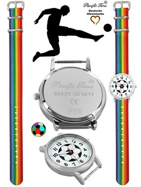 Pacific Time Quarzuhr Kinder Armbanduhr analog Mädchen Jungen Fußball Fan Sport, Wechselarmband Mix and Match - Gratis Versand