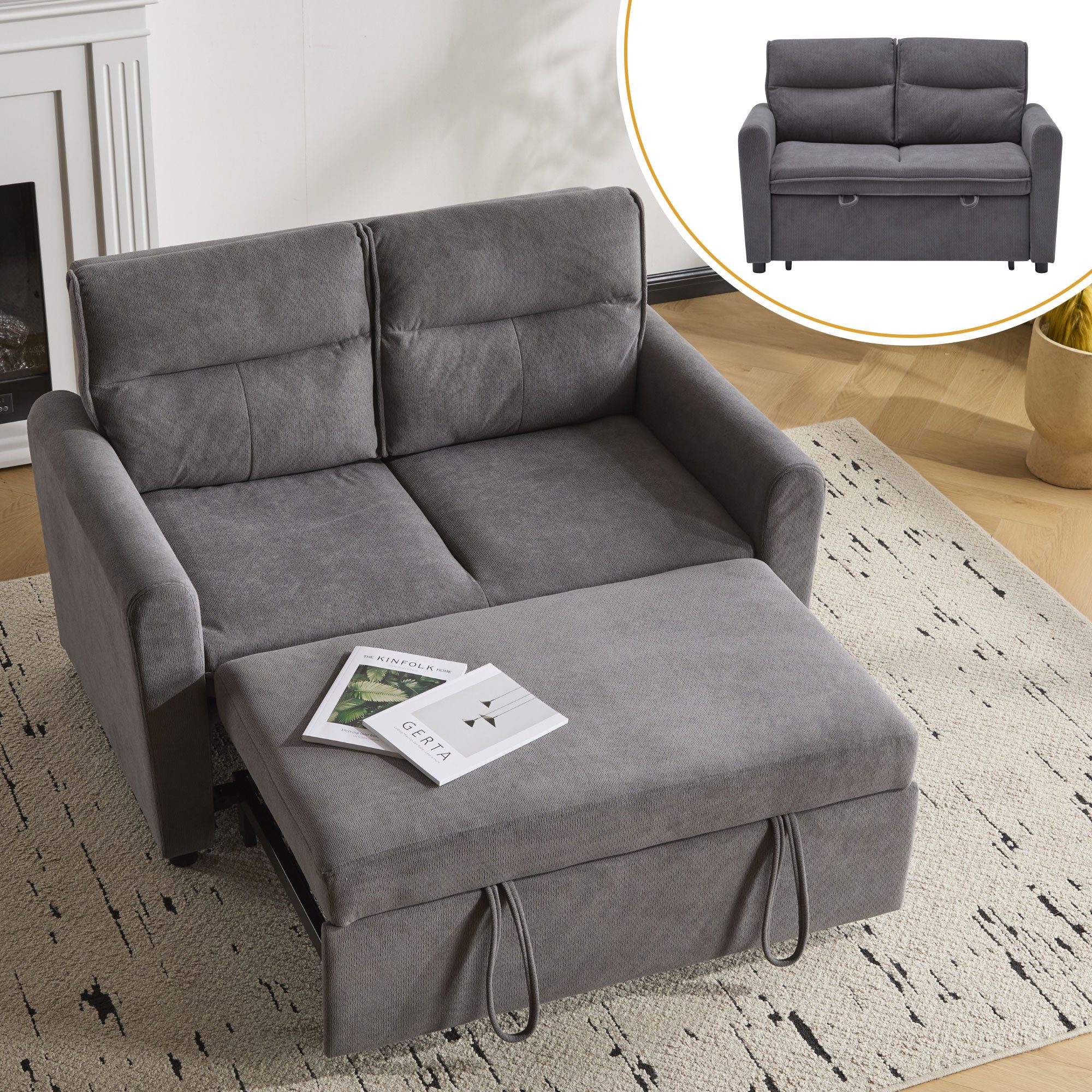 Merax Schlafsofa klappbar 2-Sitzer-Sofa mit 5-fach verstellbarer Rückenlehn günstig online kaufen