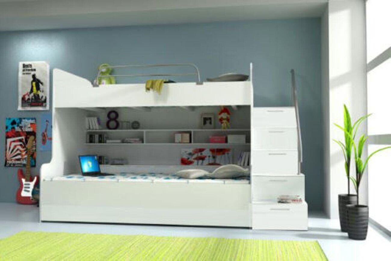 Xlmoebel Etagenbett DOPPELSTOCKBETT "HOCHGLANZ" KINDER ETAGENBETT SOFORT - FARBWAHL (1-St., Etagenbett), Made in Europa