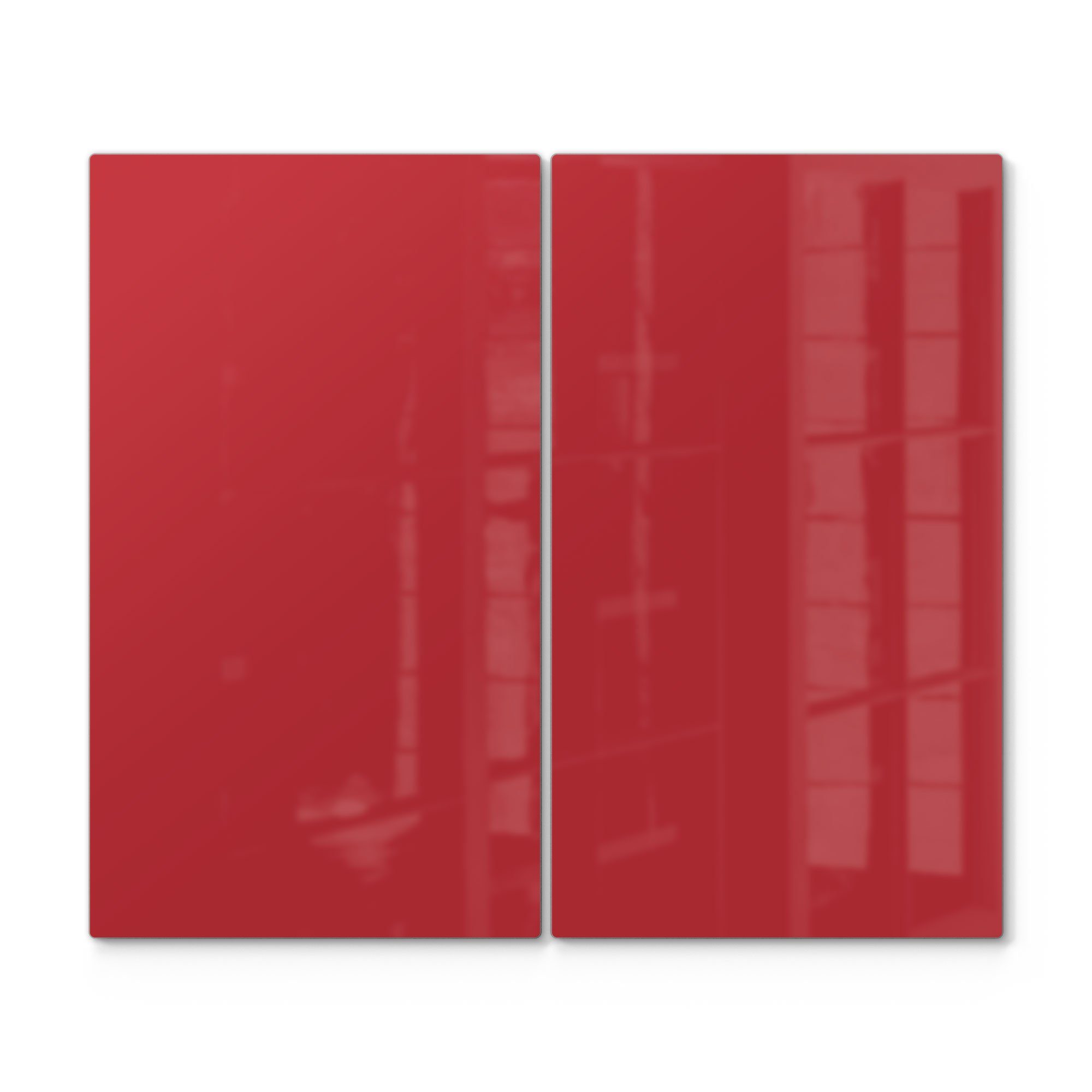 DEQORI Herdblende-/Abdeckplatte 'Unifarben - Rot', Glas, (2 tlg), Herdabdeckplatte Ceranfeld Herd Platte Abdeckung Glasplatte