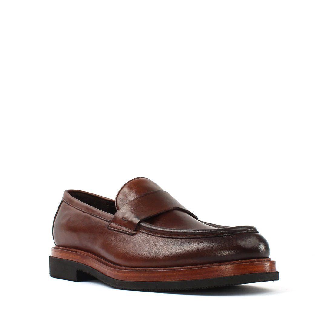 Celal Gültekin Leder-Loafer Slip-On Plateau Blockabsatz Glattleder Business Herren Loafer Glattleder, Echtleder-Futter, Holzoptik-EVA-Sohle, Braun, 45 – Bild 2 von 5