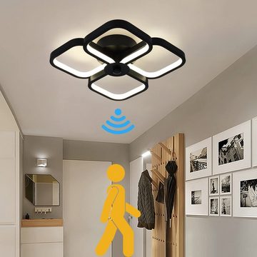 JDONG LED Deckenleuchte mit Radar Bewegungsmelder 24W Flurlampe Quadratisch Deckenlampe, LED fest integriert, Tageslichtweiß, mit Bewegungsmelder 4000K, für Balkon Keller Garage Treppe Bad