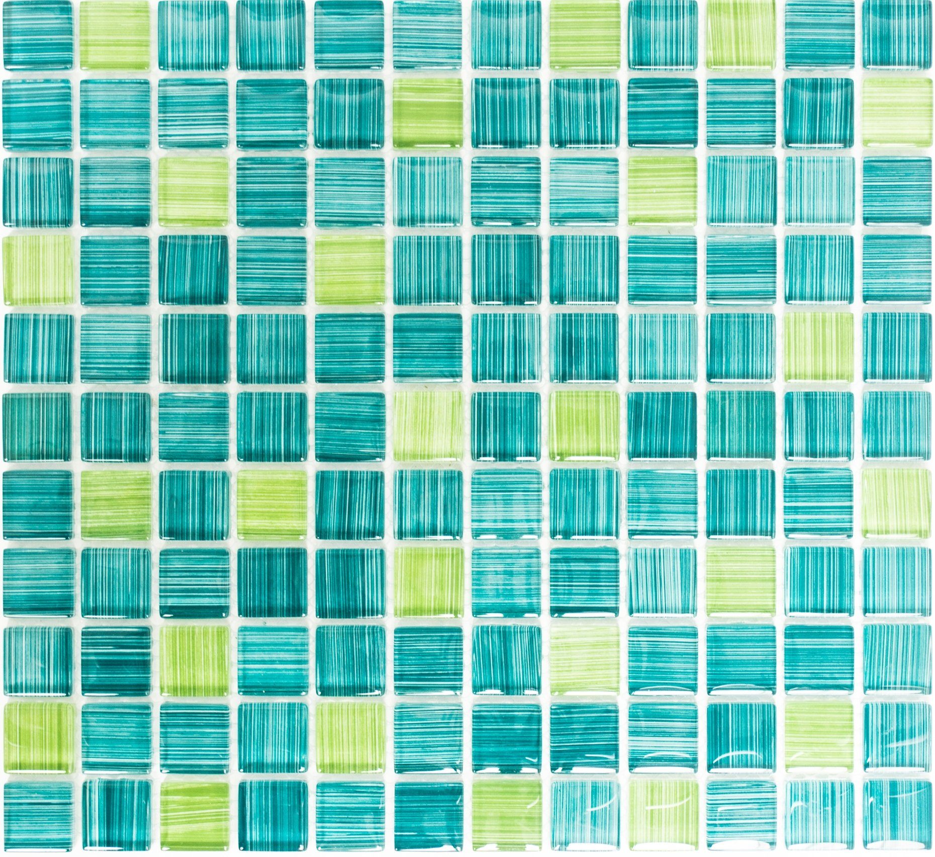 Crystal Matten glänzend Mosani strichgrün / Mosaikfliesen 10 Mosaikfliesen Glasmosaik