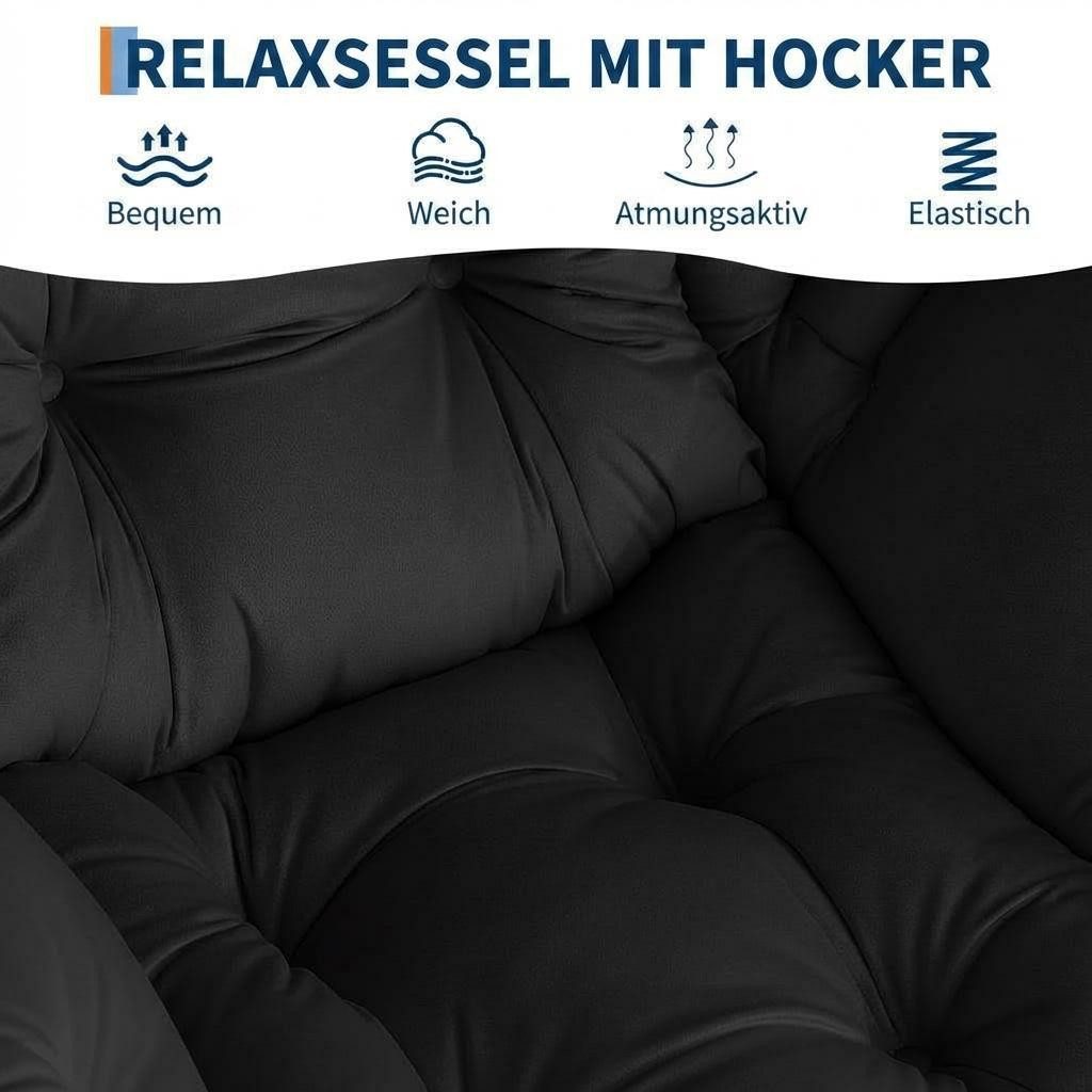 GarveeMore Ohrensessel Relaxsessel mit Hocker Ohrensessel Polstersessel Faulsesse – Bild 4 von 5