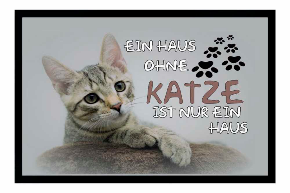 Ladreas Fußmatte Schmutzfangmatte Ein Haus ohne Katze ist nur ein Haus F319, 60x40