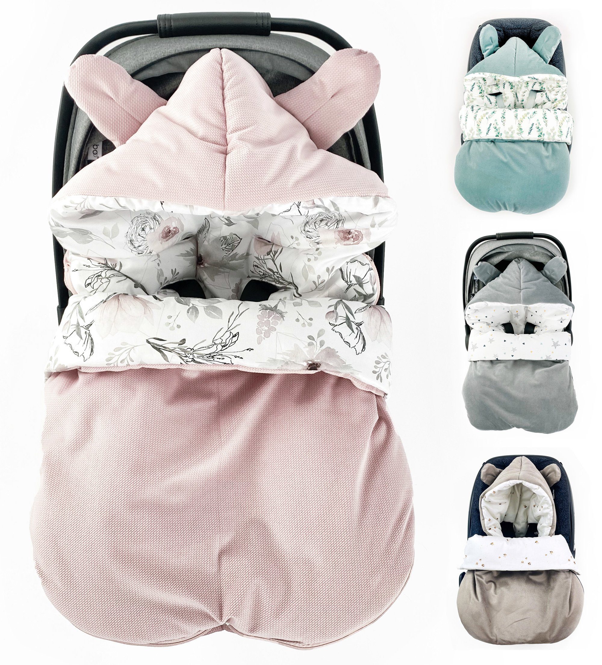 Fußsack BABYFUßSACK für Babyschale Frühling Übergang warm mit Füllung