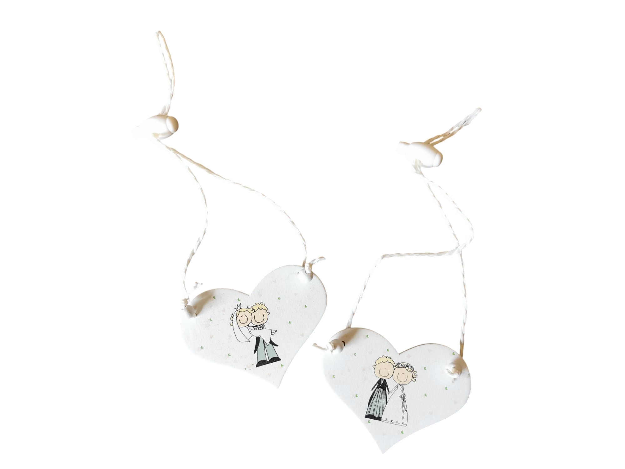 HobbyFun Dekohänger Holzanhänger Hochzeit Herz mit Band, 2er Set