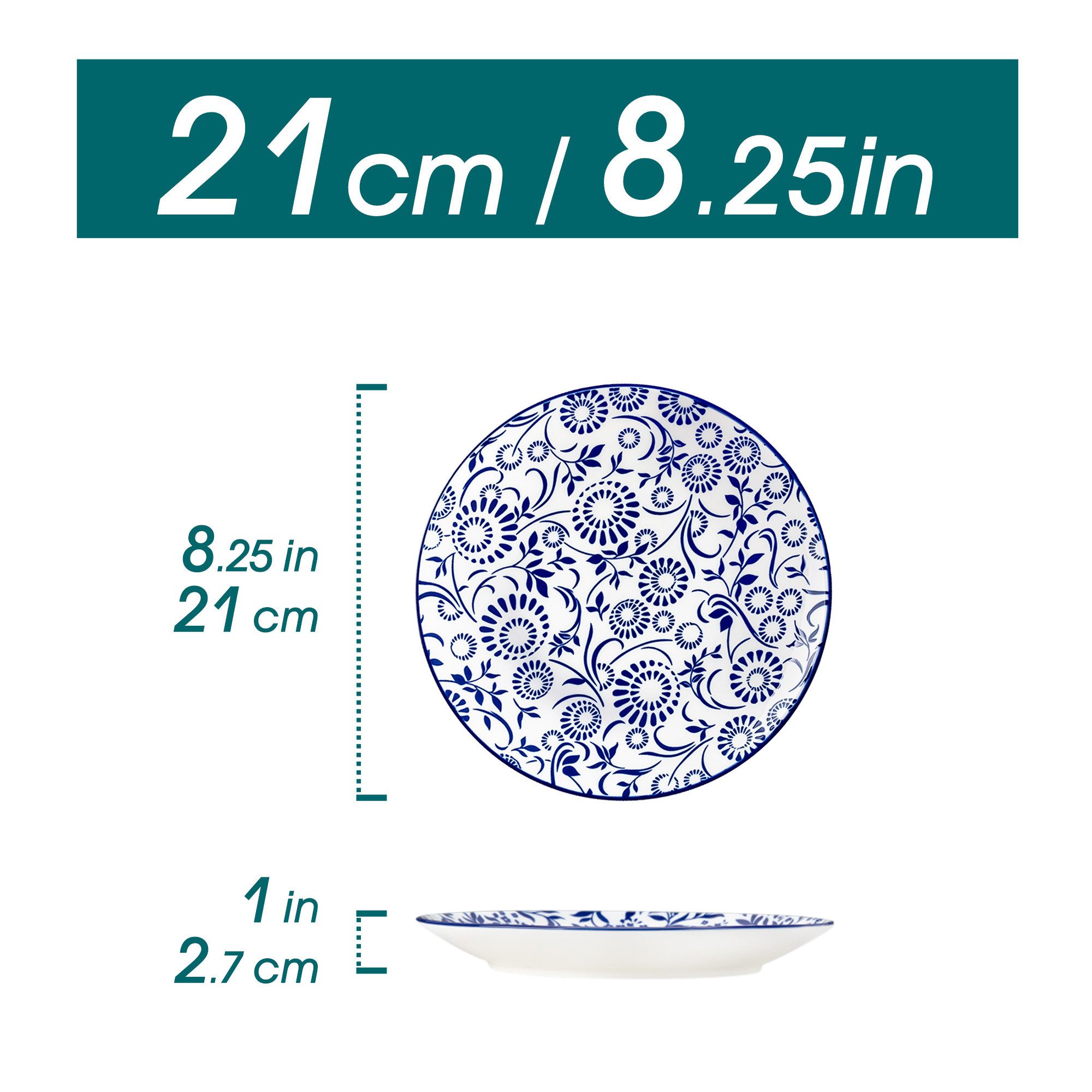 vancasso Dessertteller 4/6tlg Dessertteller für 4/6, Porzellan Tafelservice, Mehrfarbig/Blau, (4 St) – Bild 2 von 5