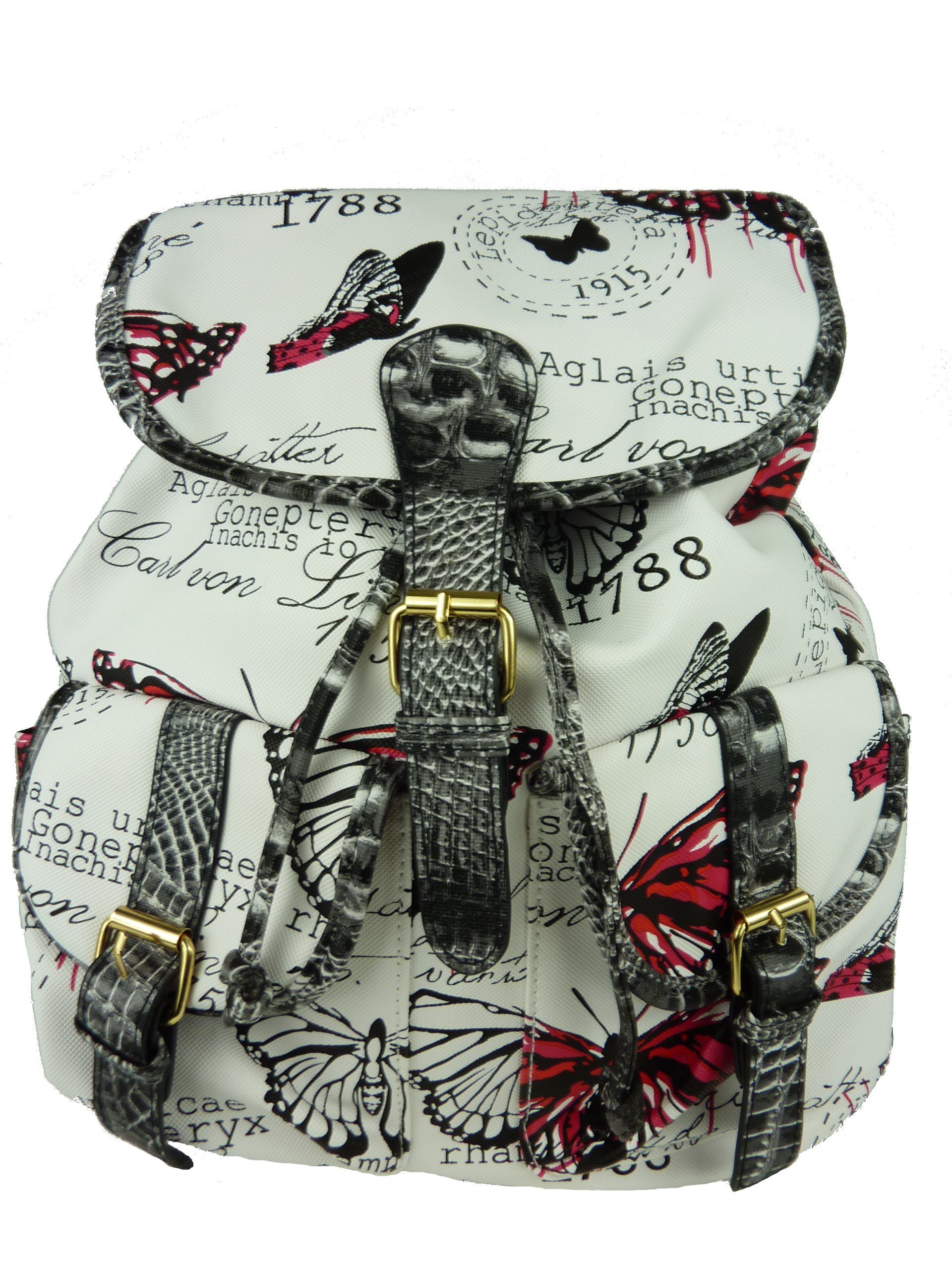 Taschen4life Rucksack Damen Rucksack 260 Schmetterling im casual vintage  Design, für Frauen und Mädchen Alltagsrucksack mit Stil sportlich und  elegant