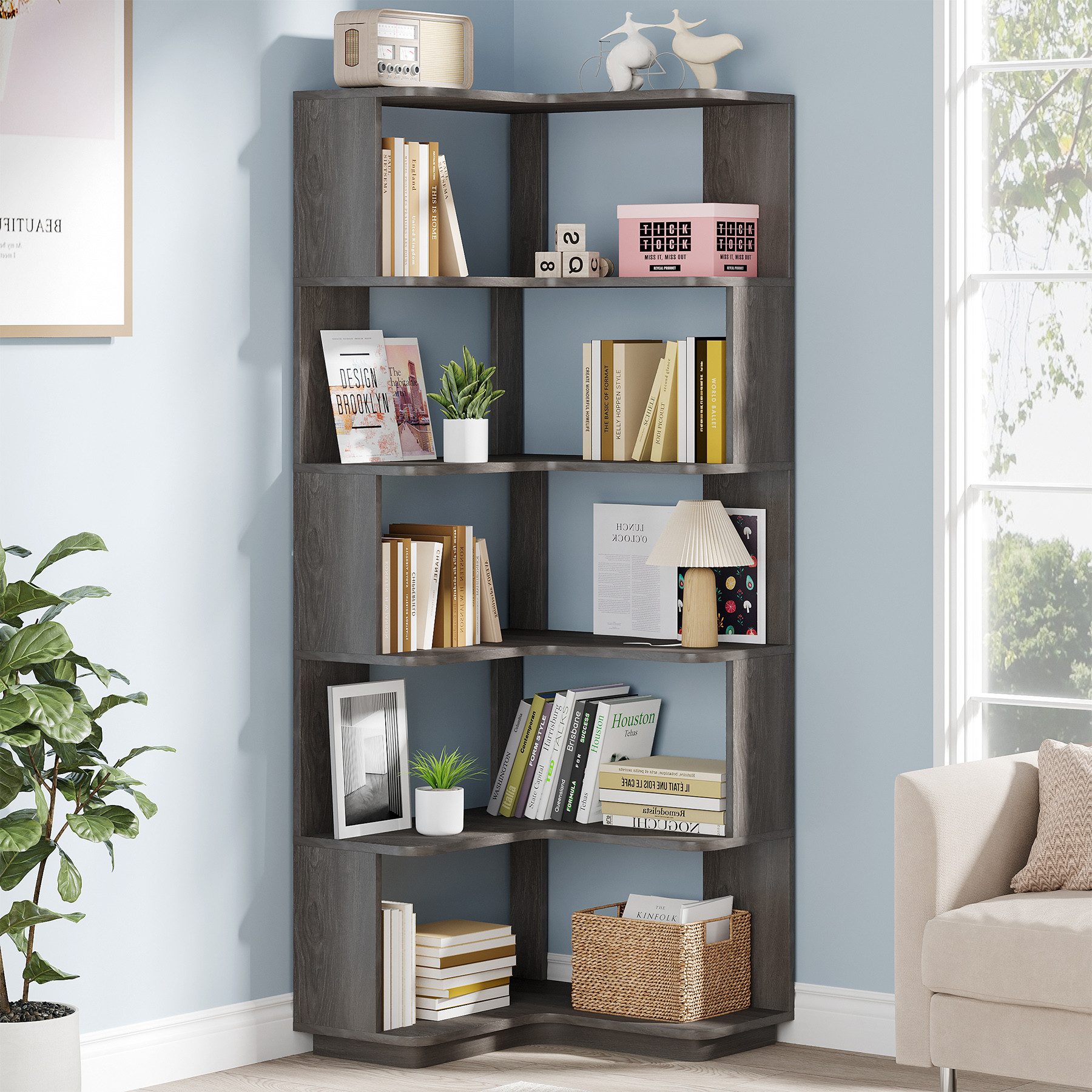 Tribesigns Bücherregal Standregal 6 Etagen, 165cm günstig online kaufen
